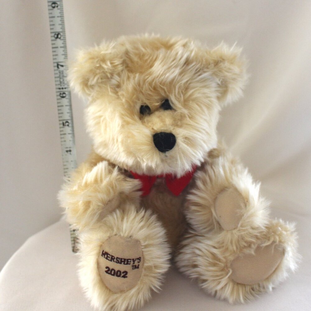 Vintage Hershey's 2002 7.5" Plush Beige Teddy Bear with Red Bow Tie - Picture 3 of 5